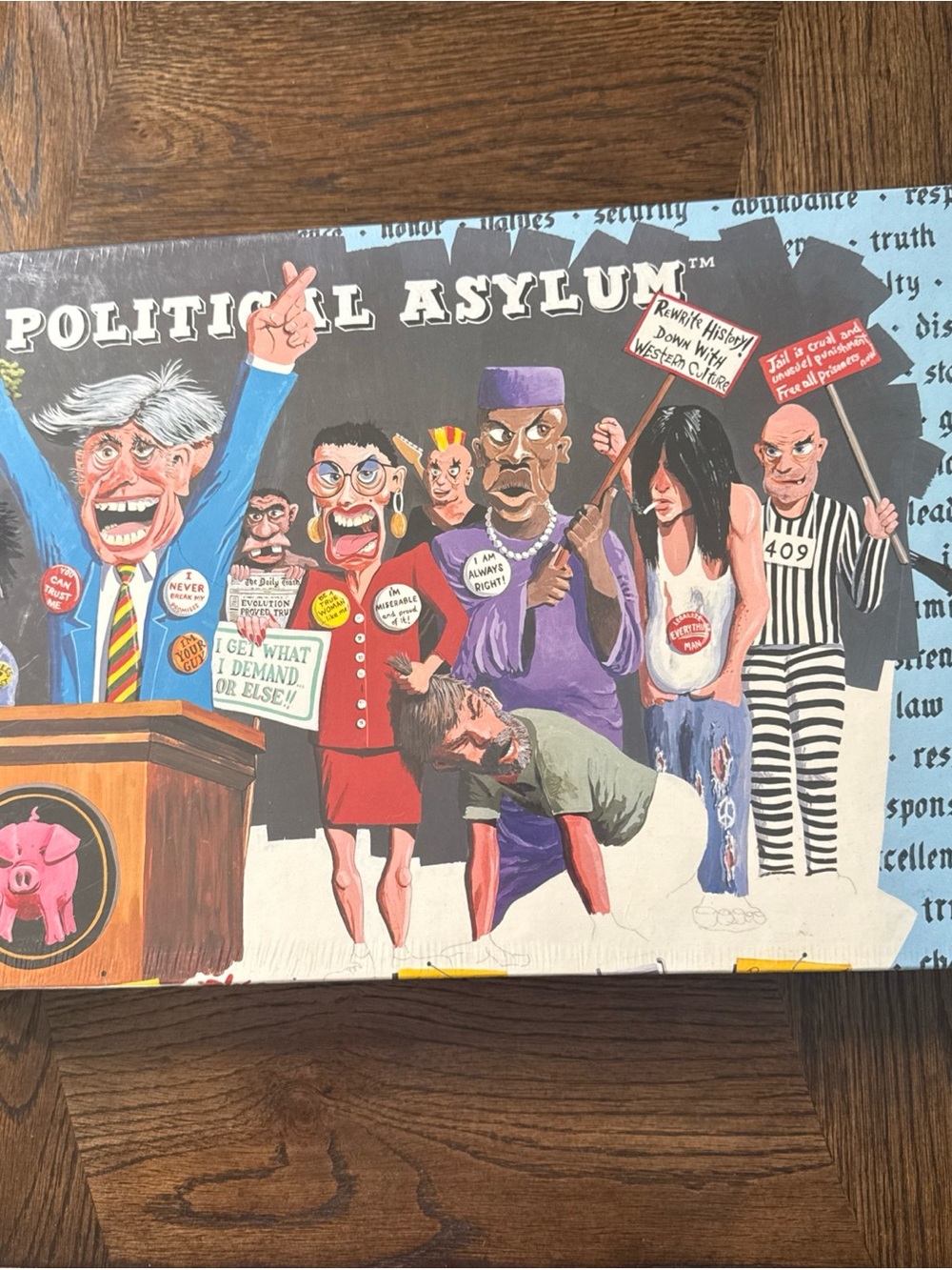 New Vintage Political Asylum Board game- Colorful Cartoon Panel